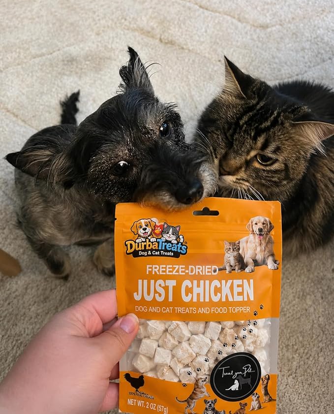 Freeze Dried JustChicken Raw Dog & Cat Treats - Healthy Snacks, Food Topper. Weight Control, Training Bites, High Protein 2.0 OZ