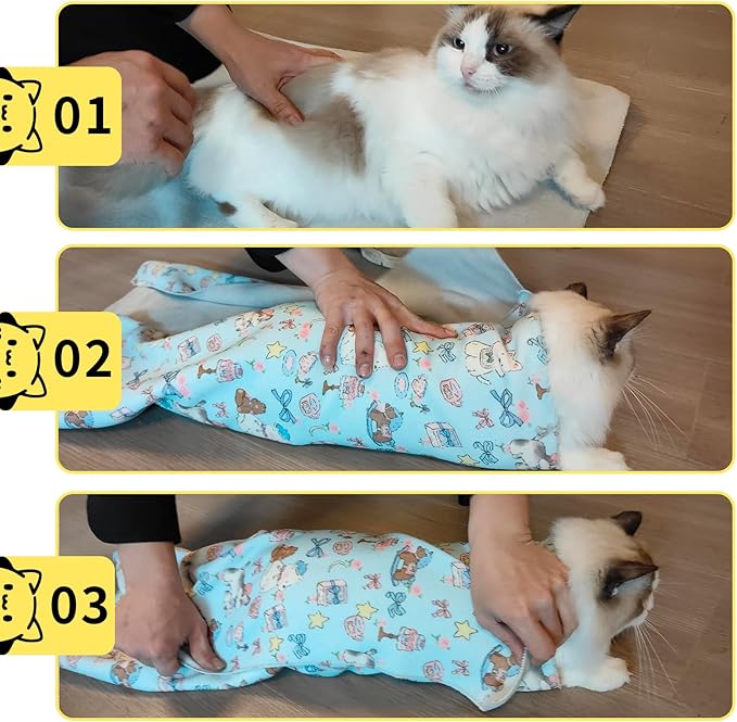 Cat Wrap for Cutting Nails Gentle Wrapped Cat Swaddle Cat Grooming Wrap Comfortable Wrap Prevents Cat Resistance Cat Burrito Wrap Cat Grooming Supplies for Nail Trimming (18x18in)