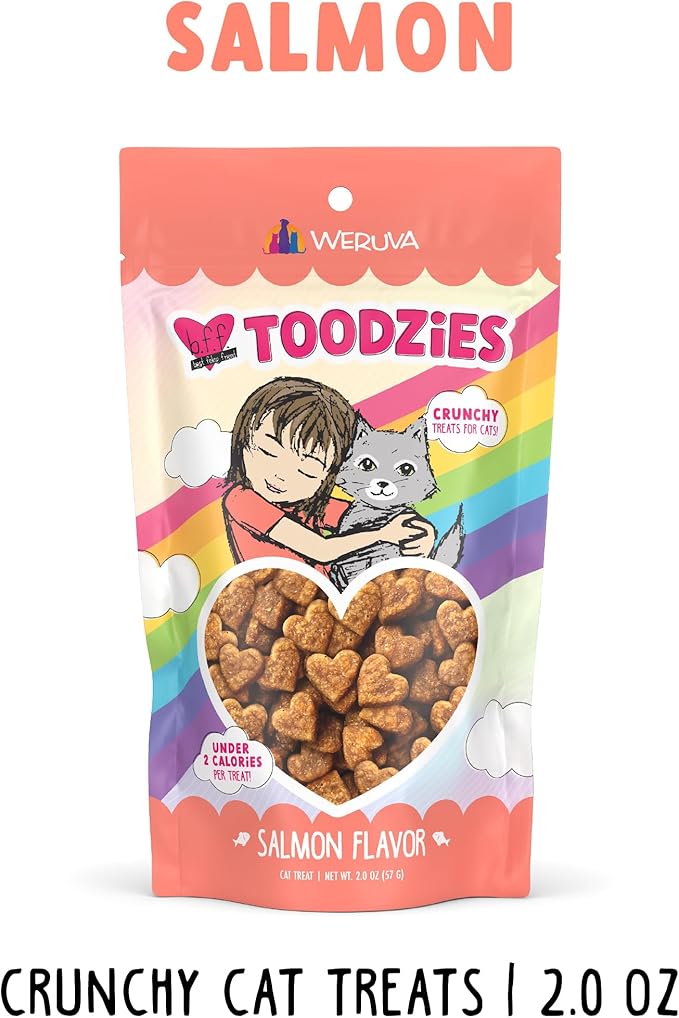 Weruva BFF Toodzies, Salmon Crunchy Cat Treats, 2oz Bag (Pack of 2)