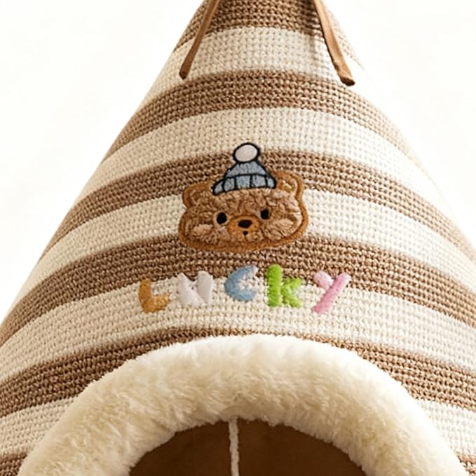 Teepee Cat Bed - Cave House Tunnel, Comfortable Kitten Lounger, Plush Small Pet, Warm Play Tunnel, Multi-Purpose Pet Accessory, Soft Furniture Resting Spot | Cave Cat Bed for Indoor Outdoor Wi