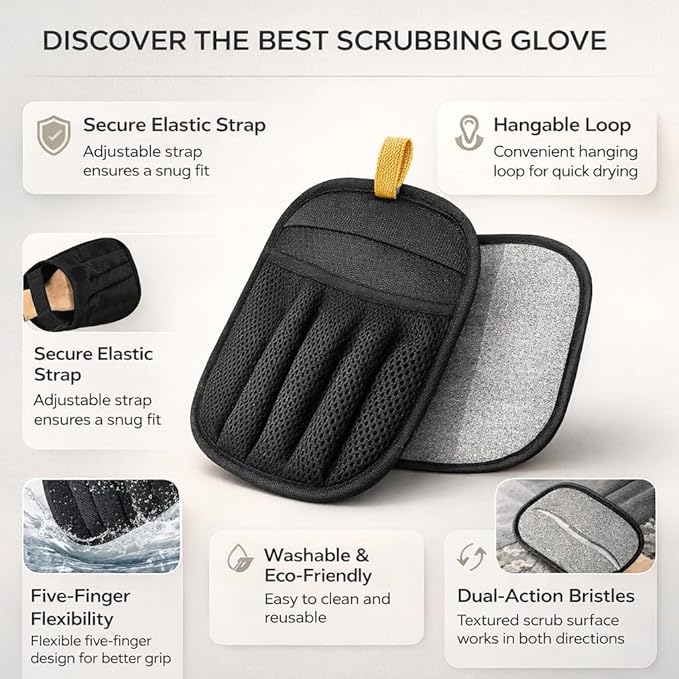 Upgraded Pet Hair Removal Gloves with Snug Elastic Wrist – Electrostatic Five-Finger Reusable Fur Remover for Cats & Dogs, Effortless Cleaning Tool for Couch, Carpet, Clothing & Car Seats