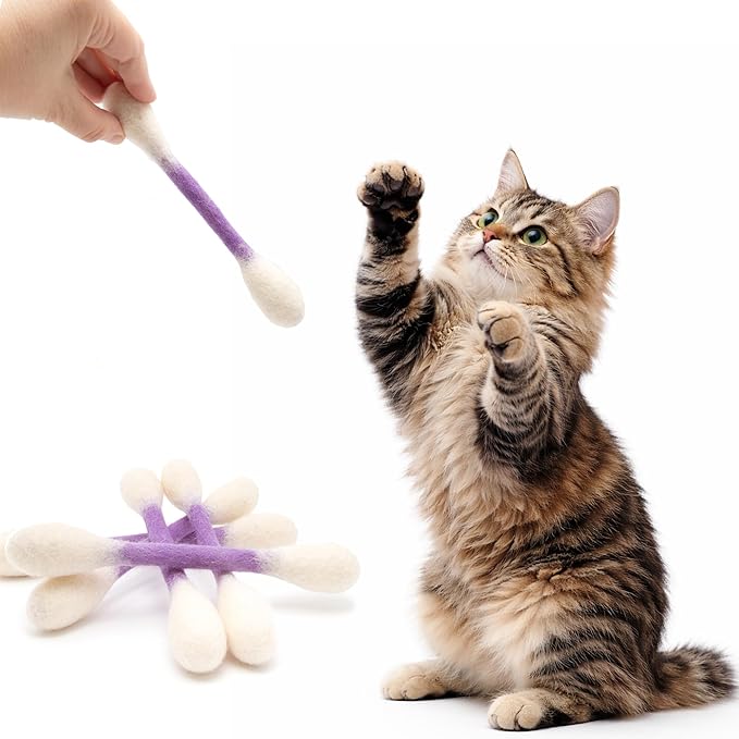 Glaciart One Swabs Cat Toys with Catnip - 6 Pk | Durable for Chew, Cute Cat Toys Interactive Kitty for Boredom, Exercise, & Play | Filled w/Organic Catnip for Anxiety & as Digestive Aid | Gift Idea