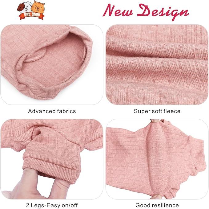 Idepet Sphynx Hairless Cats Sweater Shirt Kitten Soft Puppy Clothes Pullover Cute Cat Pajamas Jumpsuit Cotton Apparel Pet Winter Turtleneck for Cats and Teacup Chihuahua Small Dogs(Pink,M)