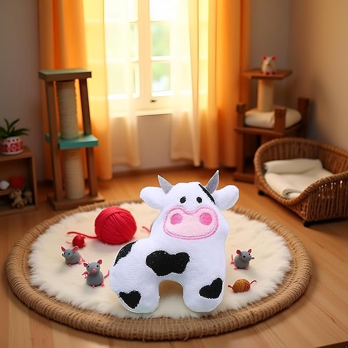 Catnip Toy, Cat Plush Chew Toy, Teeth Grinding Catnip Toy Cow Catnip Toys