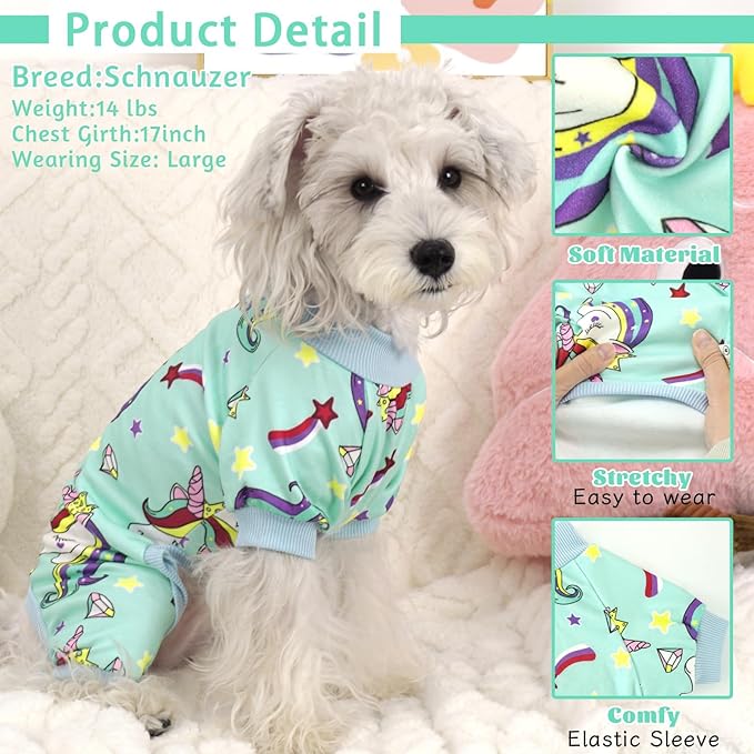 XPUDAC Dog Pajamas for Small Medium Dogs, Strechy Soft Dog Clothes for Dogs Girl Boy Pet Jumpsuit, Cat Onesie-S
