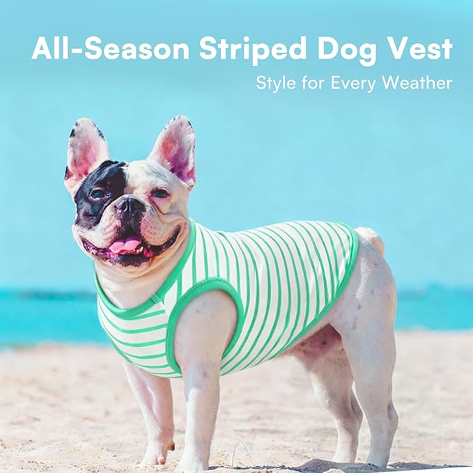 Dog Tee Shirts for Large Dogs 2 Pack, L Dog Sleeveless Striped Vests Dog Pullover T-Shirts Lightweight Puppy Kitten Tank Top Cat Tee for Schnauzer, RedGreen-L