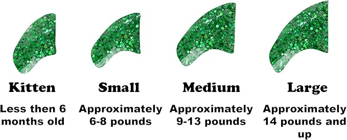6 Month Supply Soft Nail Caps for Cats Green Glitter Medium - Extra Adhesives