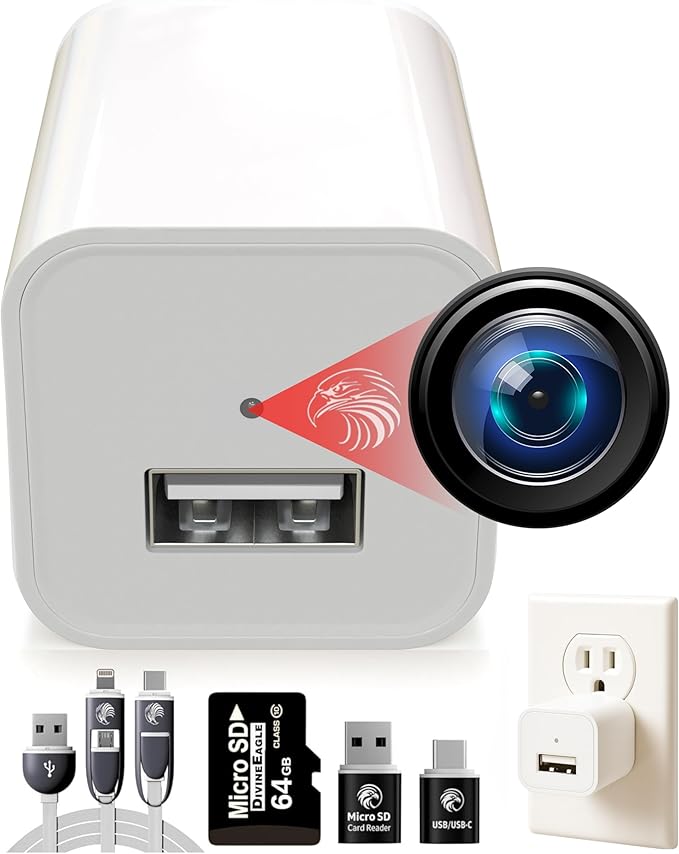 Premium Plug-in Dome Cam, 1080p Full HD Always-On, Motion Detection, No WiFi Needed, Easy Setup, Indoor Cam for Home & Pet Nanny Use