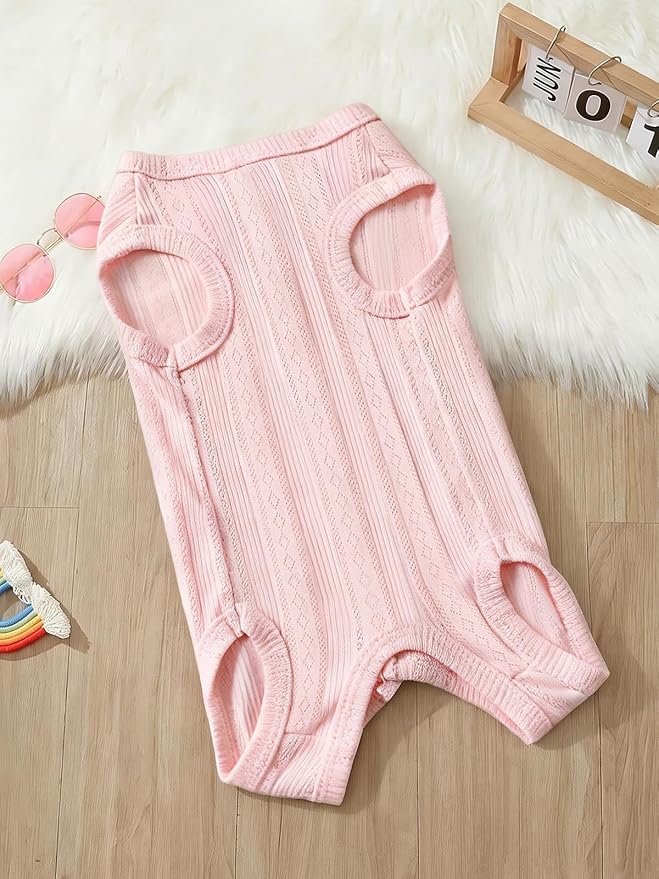 Angrypet All-Season Pet Shirts Onesie Pajamas for Small Dogs Cats Solid Ribbed Pets Clothes Small Puppy Outfits Pink Small