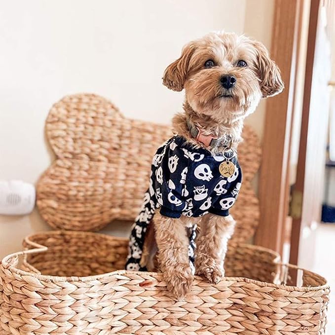 CuteBone Dog Halloween Pajamas Puppy Onesies Small Dogs Soft Pjs Coat Cat Apparel Comfy Pet Christmas Clothes Outfit Doggie Bodysuit P11XS