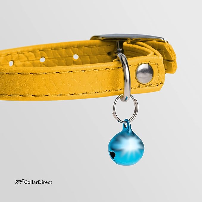 CollarDirect Leather Cat Collar with Removable Bell – Safety Elastic Strap (Breakaway Alternative) – Kitten Collar for Small & Big Boy & Girl Cats