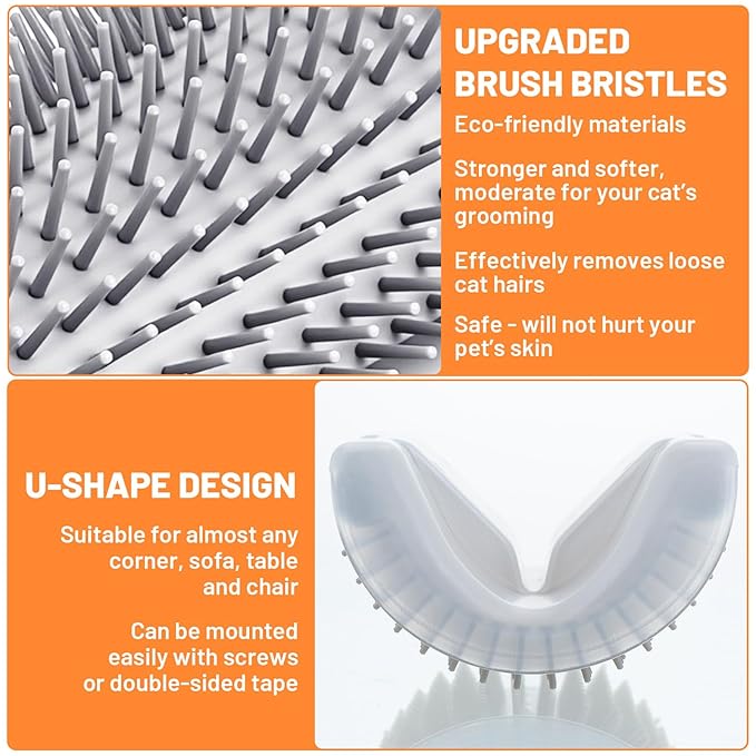 12 Pack Cat Self Groomer – Wall Corner Grooming Brushes for Cats and Small Pets – Soft Silicone Massage Brush for Shedding Control and Face Rubbing (Grey)