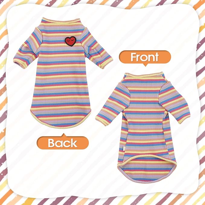DENTRUN Hairless Cats Shirt Breathable Cat Daily Wear Clothes Stripe Vest Adorable Pajamas Jumpsuit Soft & Skin-Friendly