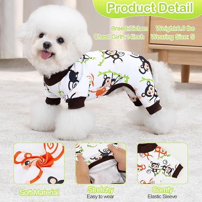 XPUDAC Dog Pajamas Soft Strechy Puppy Pjs Pet Clothes for Small Medium Dogs Boy Girl Cat Pet Outfit, M