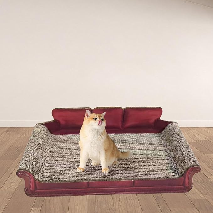 Cat Scratcher Sofa Bed Cat Scratching Board Home Furniture Protector Pet Bed Scratching Mat for Cats, Red