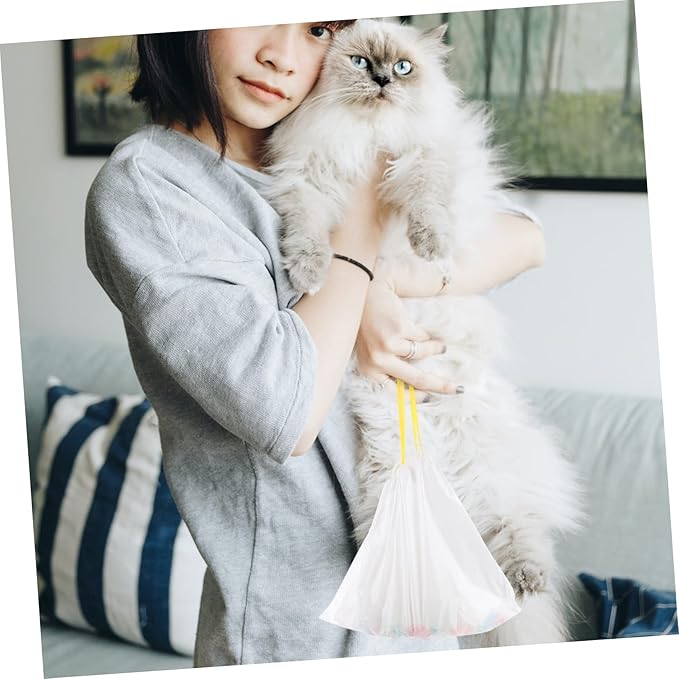 7Pcs Durable Cat Litter Box Liners Leak Cat Litter Bags with Drawstring Handles for Easy Disposal and Automatic Closing Design
