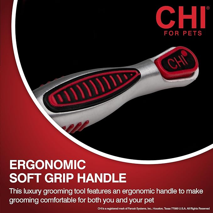 CHI for Cats Self-Cleaning Slicker Brush for All Cats, Removes Loose Hair and Tangles, Retractable Bristles, Ionic Technology Reduces Static, Ergonomic Soft-Grip Handle, Long and Short Hair