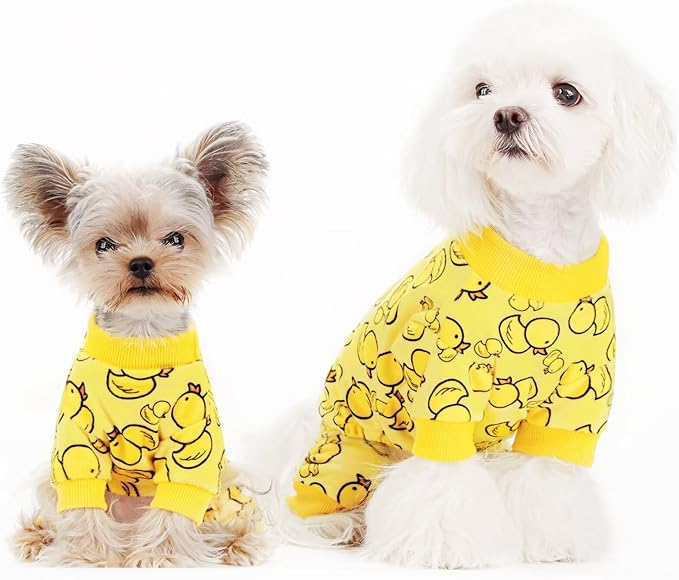 Adorable Yellow Duck Dog Pajamas – Lightweight, Cozy Four-Legged Outfit for Small to Large Dogs and Cats, Soft and Snuggly Pet Wear for Everyday Comfort and Cuteness. Yellow&XS