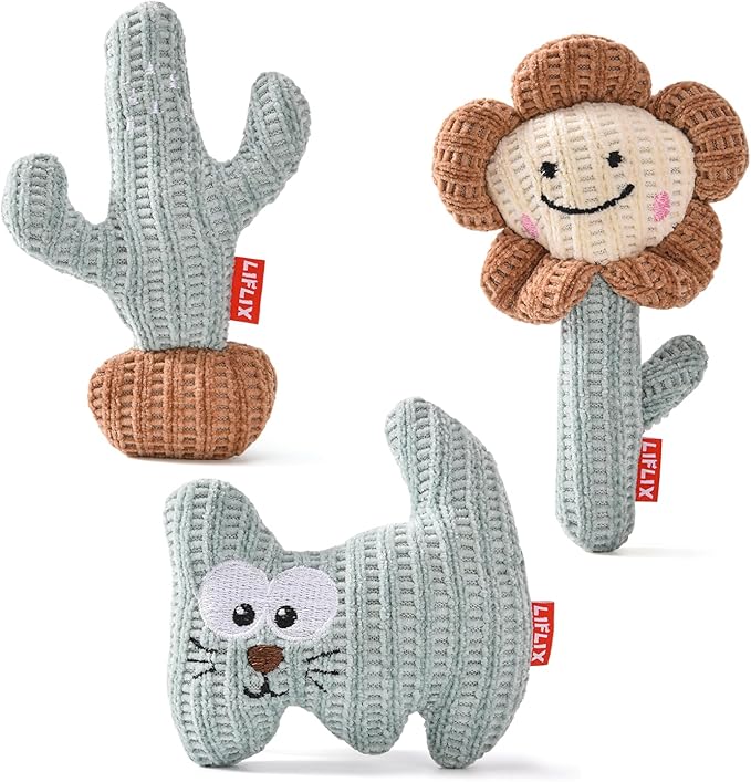 LIFLIX 3PCS Catnip Cat Toys, Cute Cat Nip Plush Toys for Indoor Cats, Interactive Small Cat Kicker Toys(3 Shapes)