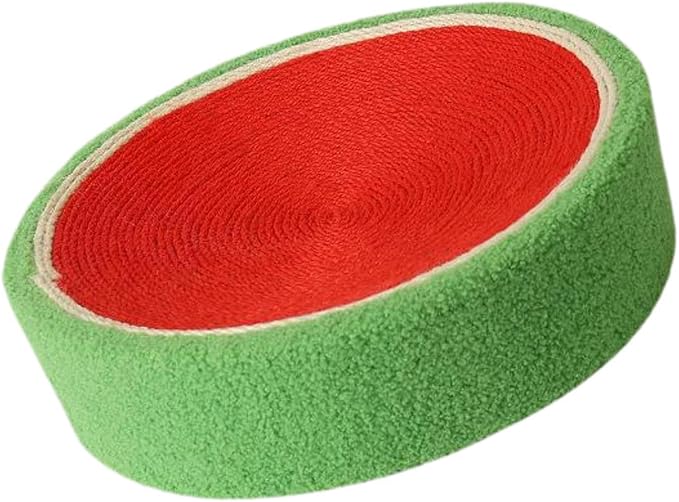 Sisal Round Cat Scratching Board Scratcher Bowl for Indoor Cats Wear Resistant Fruit Scratch Board for Kitty Kitten- Watermelon