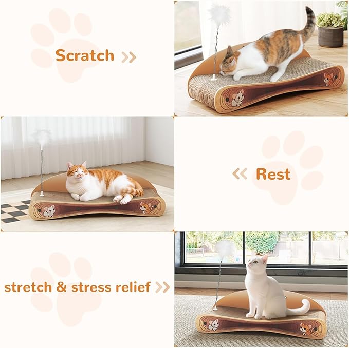 COZIWOW Cat Scratcher Lounge, Cat Scratching Board, Cardboard Lounge Bed, Durable Cat Scratching Pad Furniture Protector for Indoor Cats Kittens (Colorful)