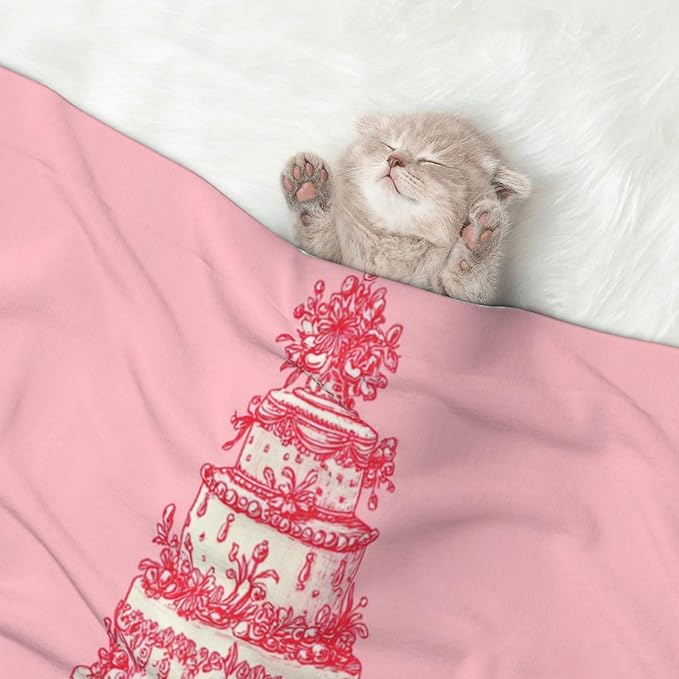 Cat Dog Blanket Simple Red Line Drawing Multi-Tiered Cake Ultra Soft Warming Mat for Indoor Pet Beds Furniture 27.6 X 19.7inch