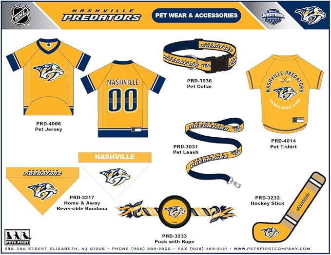 Pets First NHL Pet Jersey - Nashville Predators Dog Jersey, XX-Large. A Premium Big Jersey for Dogs & Cats to Look just Like the Real Hockey Player