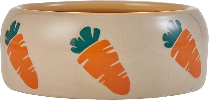Nobby Carrot Ceramic Feeding Trough, Beige/Orange, 500 ml, Pack of 1