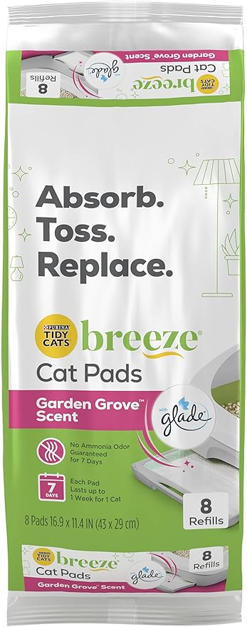 Purina Tidy Cats Breeze with Glade Garden Grove Scent Cat Litter Pads 8ct. Refill Pack - 8 ct. Pouches (Pack of 4)