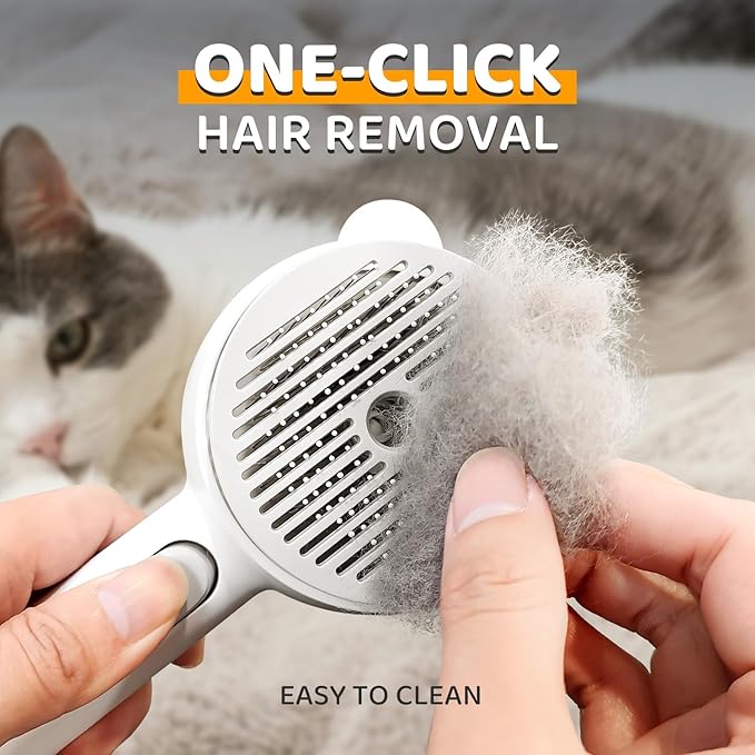 Pecait Cat Steam Brush, Self Cleaning Pet Spray Hair Removal Comb with Release Button, 3 in 1 Cat Brush for Indoor Cats for Shedding, Waterproof Pet Grooming Brushes for Long Short Haired Dogs Cats