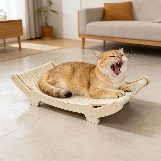 Combined Board and Sleeping Bed Reinforced Sisal Fiber Hardwood Base Spacious Design Home Furniture Protector