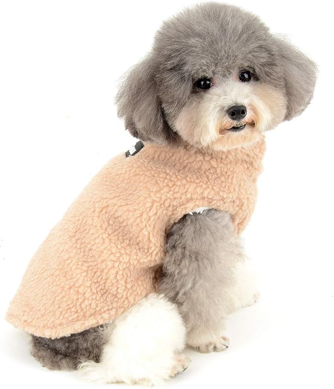 Zunea Small Dog Jacket Coat Fleece Puppy Girls Boys Winter Clothes Soft Warm Vest Pet Cold Weather Sweater Chihuahua Doggie Cats Jumper Apparel Brown S
