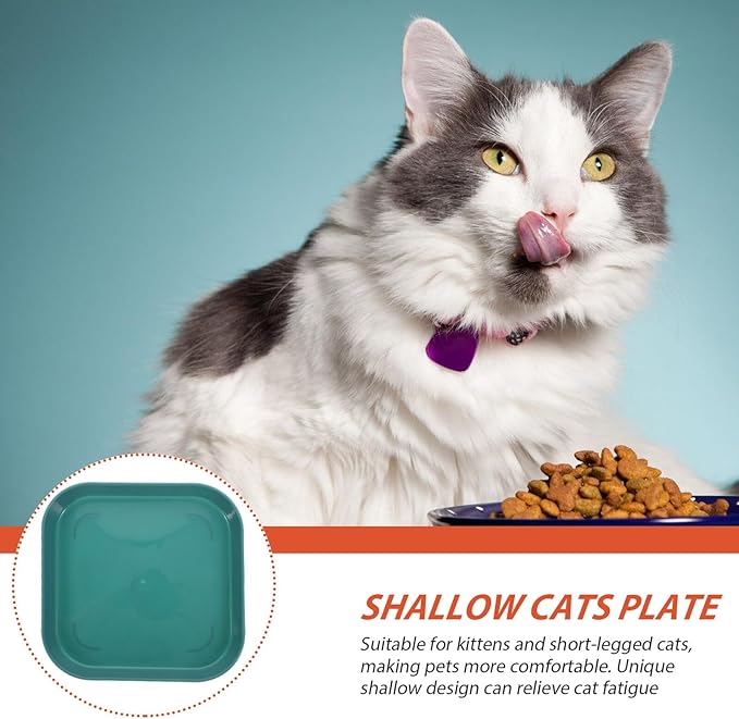 HOMSFOU 5pcs Shallow Cat Food Bowls Set Sturdy Non-breakable Pet Feeding Plates for Indoor Cats Mixed Color Suitable for Daily Feeding and Watering Random Color