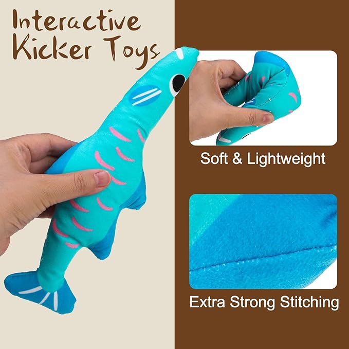 EXPAWLORER Soft Catnip Cat Toys Fish, 4 Pack Cat Kicker Toys with 5000mg Natural Catnip, Interactive Bite Resistant Toys for Indoor Cats Kitten Playing,Drives Bored Cats Crazy with Fun