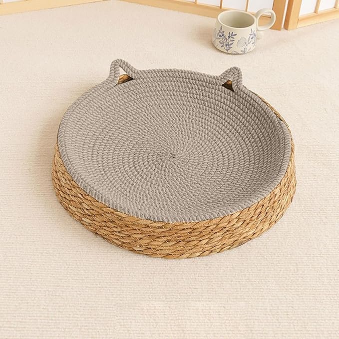 Cat Lounge Disc Bed Circular Sisal Fiber Ventilated Cooling Scratch Board Pad Rest Sleep Toy Tunnel Jump Fitness Paw Care Relaxation Ergonomic Nonslip FurnitureSafe Premium