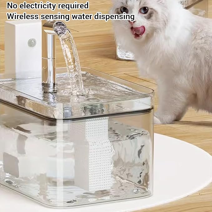 Fabater Cat Water Fountain, Automatic Pet Fountain with Filter Box, 1.5L Rechargeable Water Dispenser, Pet Drinking Waterer, Indoor Watering Feeder for Dogs, Cats