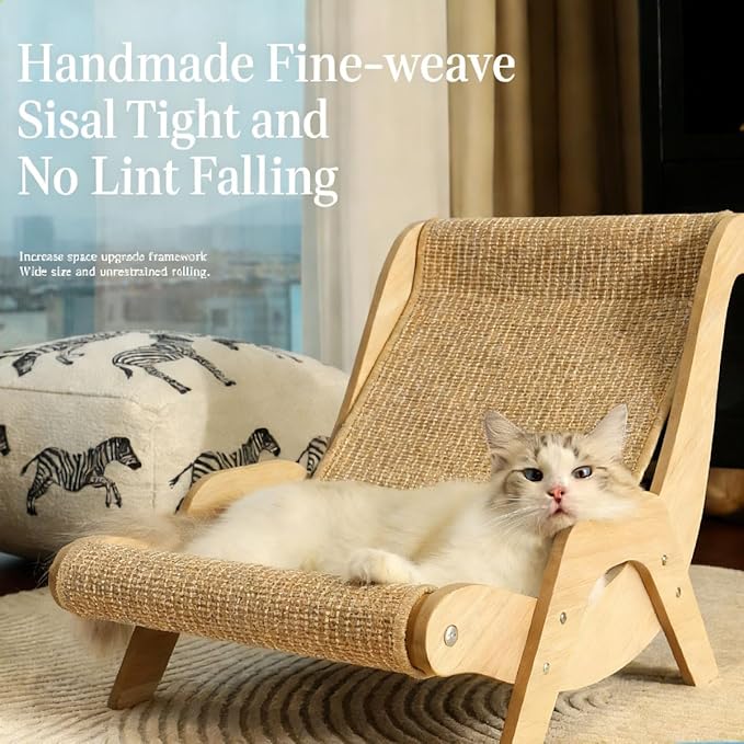 Cat Recliner Scraper Board,Cat Scratch Pad Bed Lounge for Indoor Cats,Modern Cats Furniture for Scratching and Resting,Sisal Cat Chair Fits Cats Up to 20 in Body Length (1Piece)