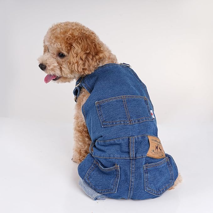 Rbenxia 1 Piece of Dog Denim Shirts Puppy Jean Jacket Sling Jumpsuit Costumes Pet Jean Overalls Dog Pants Outfits for Small Puppy Cat Pets (Blue, Small)