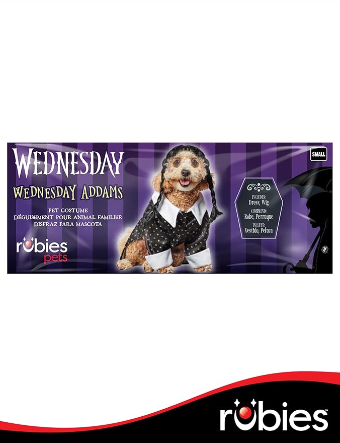 Wednesday TV Series: Wednesday Addams Pet Costume for For Dogs or Cats by Rubies, Small