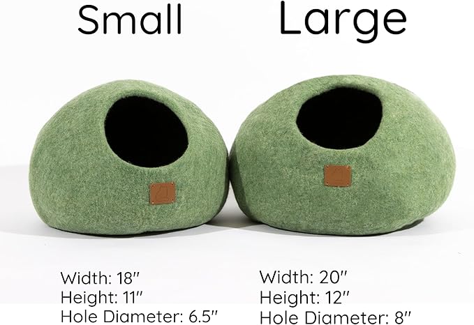 Best Aesthetic Cat Bed - Premium Felted Wool Cat Cave Bed - Cozy Peekaboo Round Cave for Large or Small Cats (Small, Plum Purple)