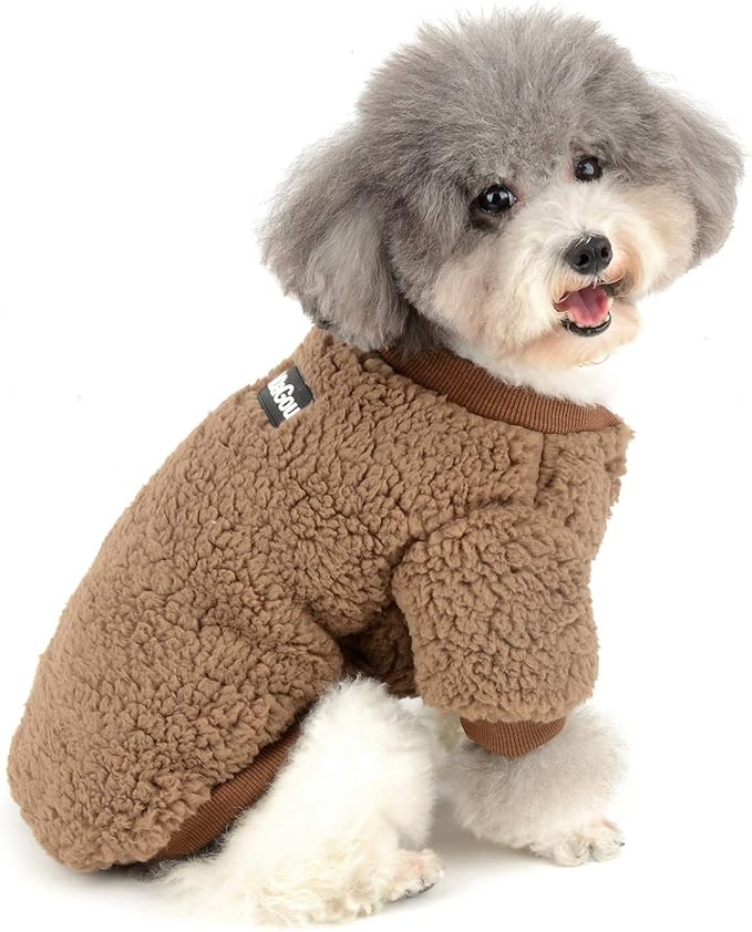 Zunea Sherpa Small Dog Sweater Coat Winter Fleece Puppy Clothes Warm Chihuahua Jacket Jumper Clothing Fall Pet Cat Doggy Boy Girl Shirt Apparel for Cold Weather Brown S