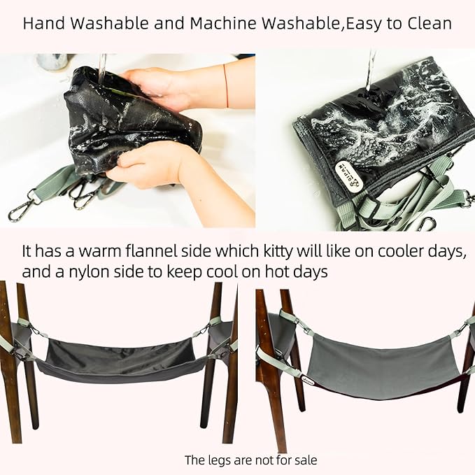 2 Pieces Cat Hammock for Cage,2 Pieces Reversible Cat Hanging Hammock,Cat Hammocks Hunging for Cage,Waterproof Cooling Kittens Pad for Cats (Large, BlackBlack)