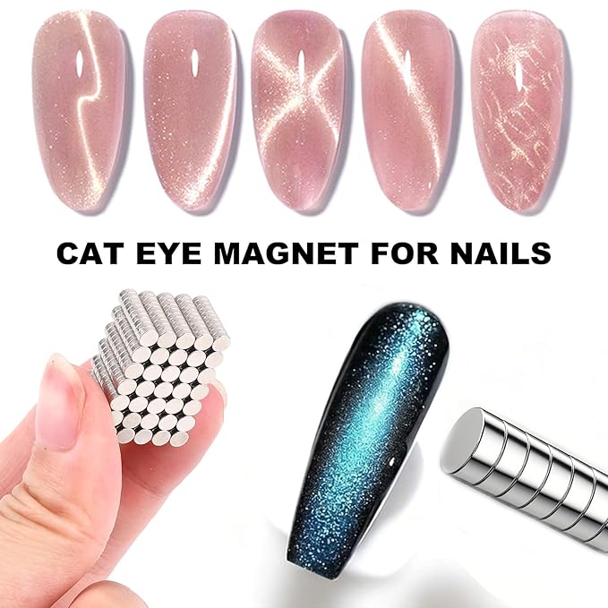 100pcs 4×2mm Mini Round Magnets for Nail Clippers, Measuring Artificial Nail Length, Multi-Use Cat Eye Nail Design Tools, Neodymium Magnet for Fridge Magnets, Crafts, Office Supplies