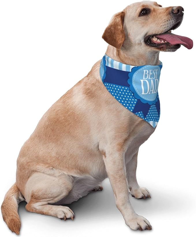 Happy Father's Day Dog Bandana Adjustable Reversible Triangle Dog Scarf Scarves Pet Bibs Costume Accessory Decor for Cats