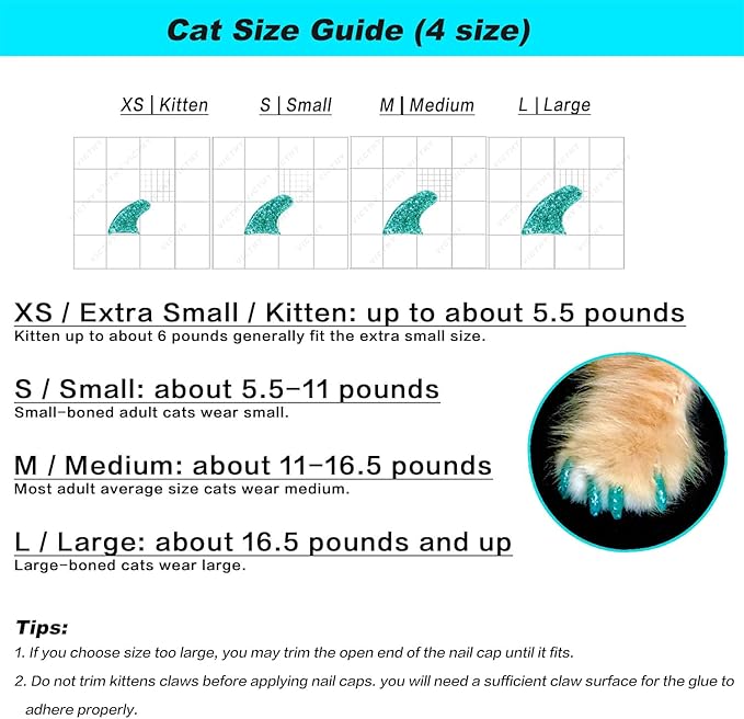 VICTHY 160pcs(16 Colors) Cat Nail Caps Cat Claw Caps Cat Nail Covers with Adhesives and Applicators (Extra Small)