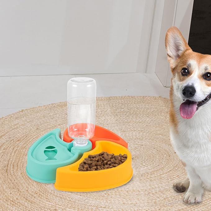 COLLBATH Automatic Pet Feeder Bowl with Dry Wet Food Separation Puppy Water Bowl Plastic 2.5l Capacity Suitable for Cats and Dogs at Home Or Travel