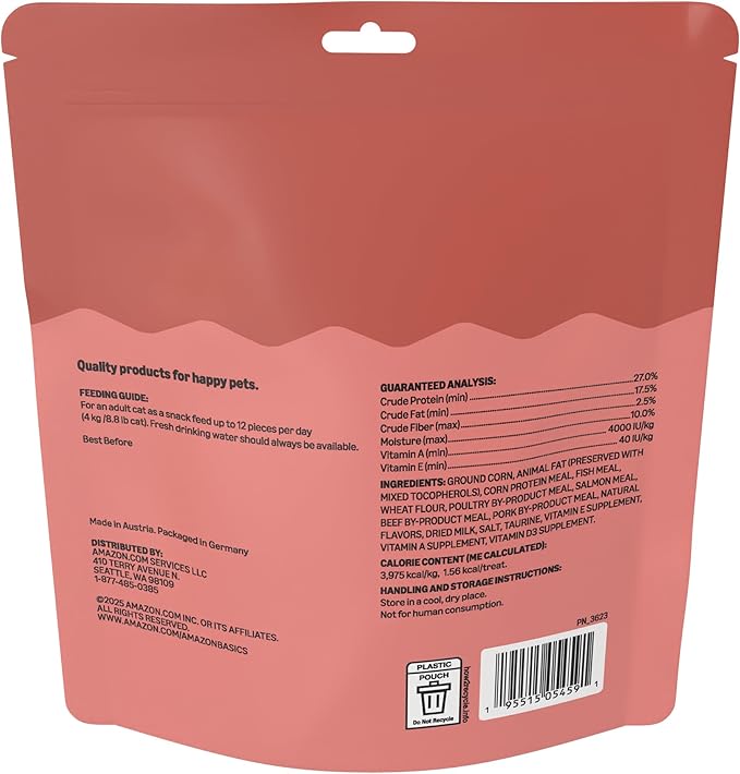 Amazon Basics Crunchy & Creamy Salmon Flavor Cat Treats 16 oz. Bag