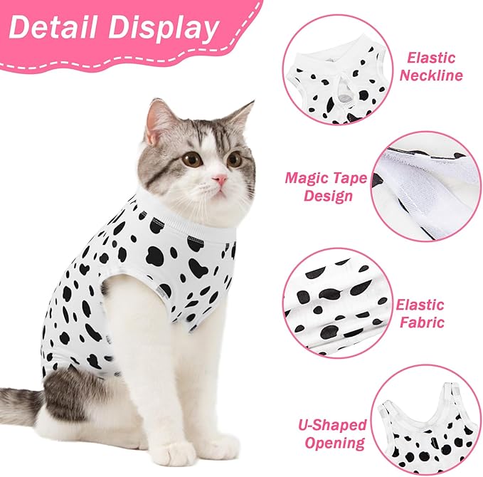Coppthinktu Cat Recovery Suit Female Cats Onesie for Cats, Breathable Cat Surgery Suit for Surgical Abdominal Wounds Skin Diseases, Cute Kitten Spay Recovery Suit E-Collar Alternative Anti Licking