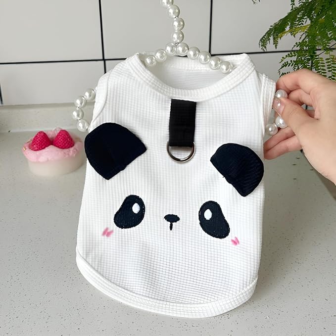 Pig/Panda Dog Shirts | Sleeveless Polyester Shirts for Small/Medium Dogs with Safety D-Ring, Spring/Summer Pet Clothes for Photo Shoots & Walks