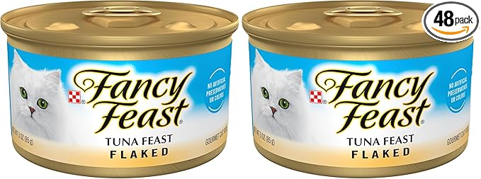 Fancy Feast Purina Wet Cat Food Flaked Tuna Feast - 3 oz. Cans (Pack of 48)